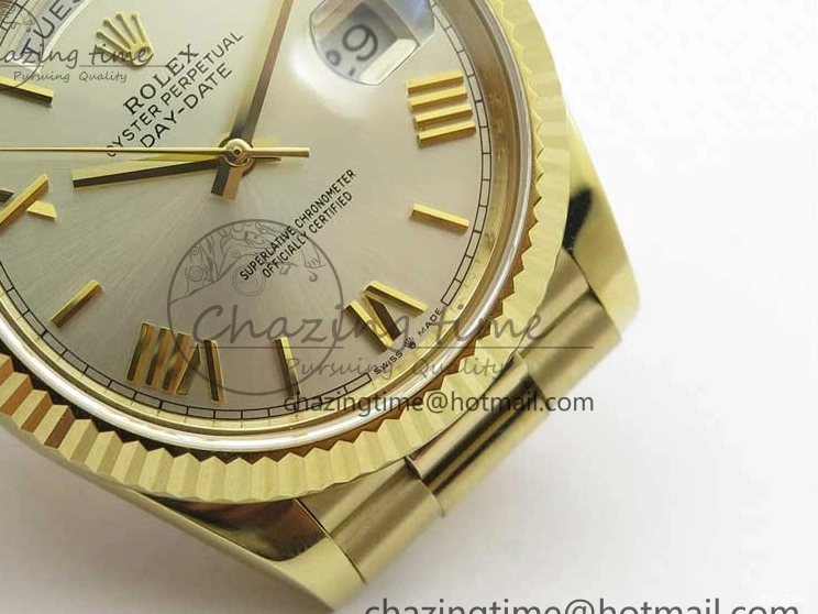 MiroTime 0220 Day-Date 40mm 228239 BP New Dial Version 904 YG Silver Roman Markers Dial on SS President Bracelet A Popular 2806